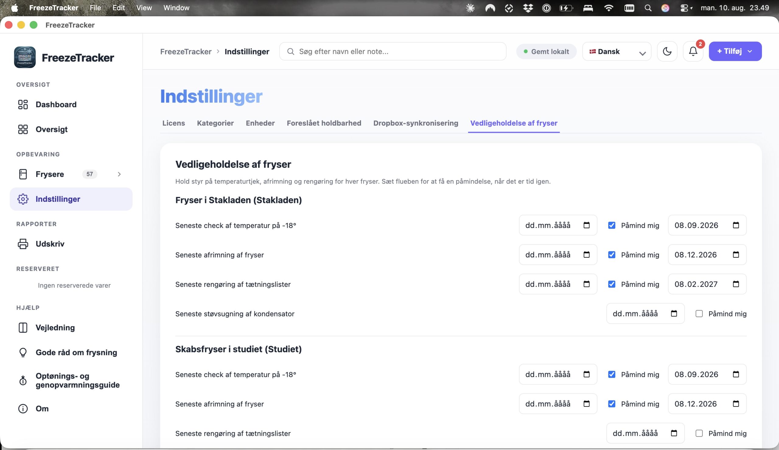 FreezeTracker skærmbillede 14