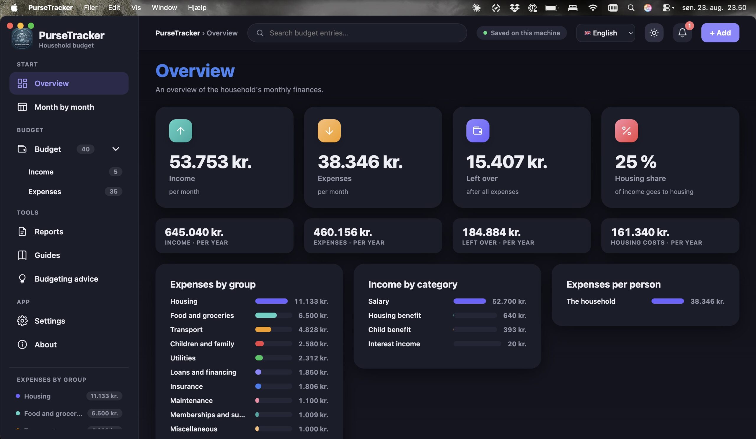 PurseTracker screenshot 2 of 15 – household budget and disposable income software
