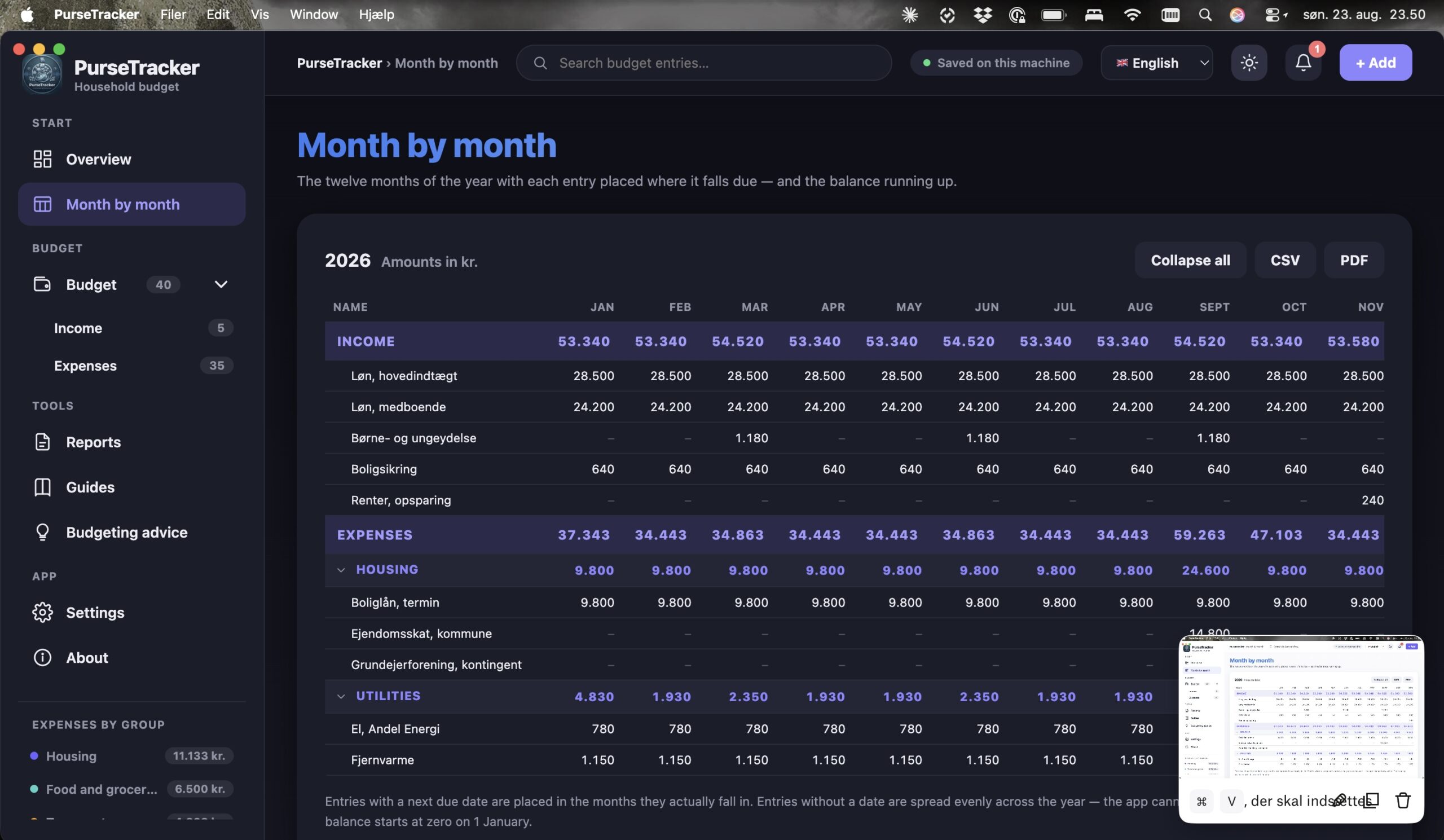 PurseTracker screenshot 4 of 15 – household budget and disposable income software