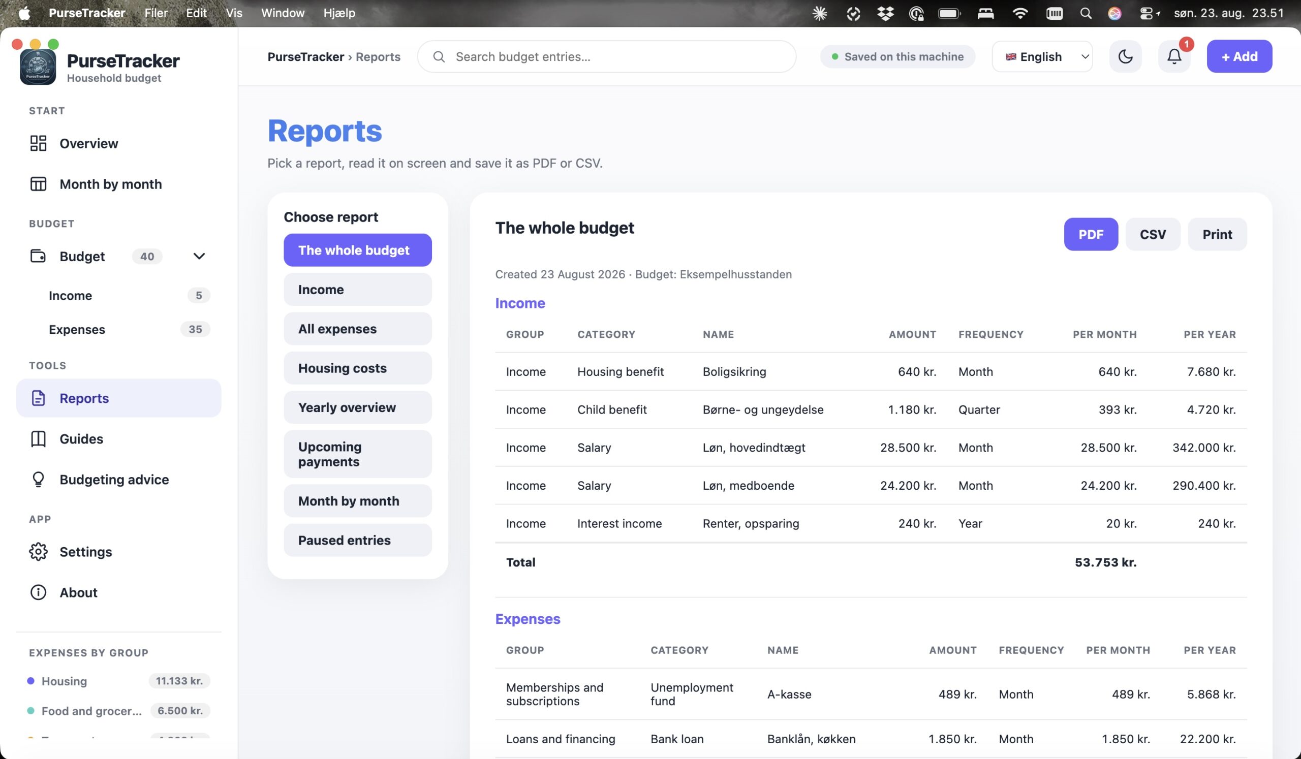 PurseTracker screenshot 6 of 15 – household budget and disposable income software