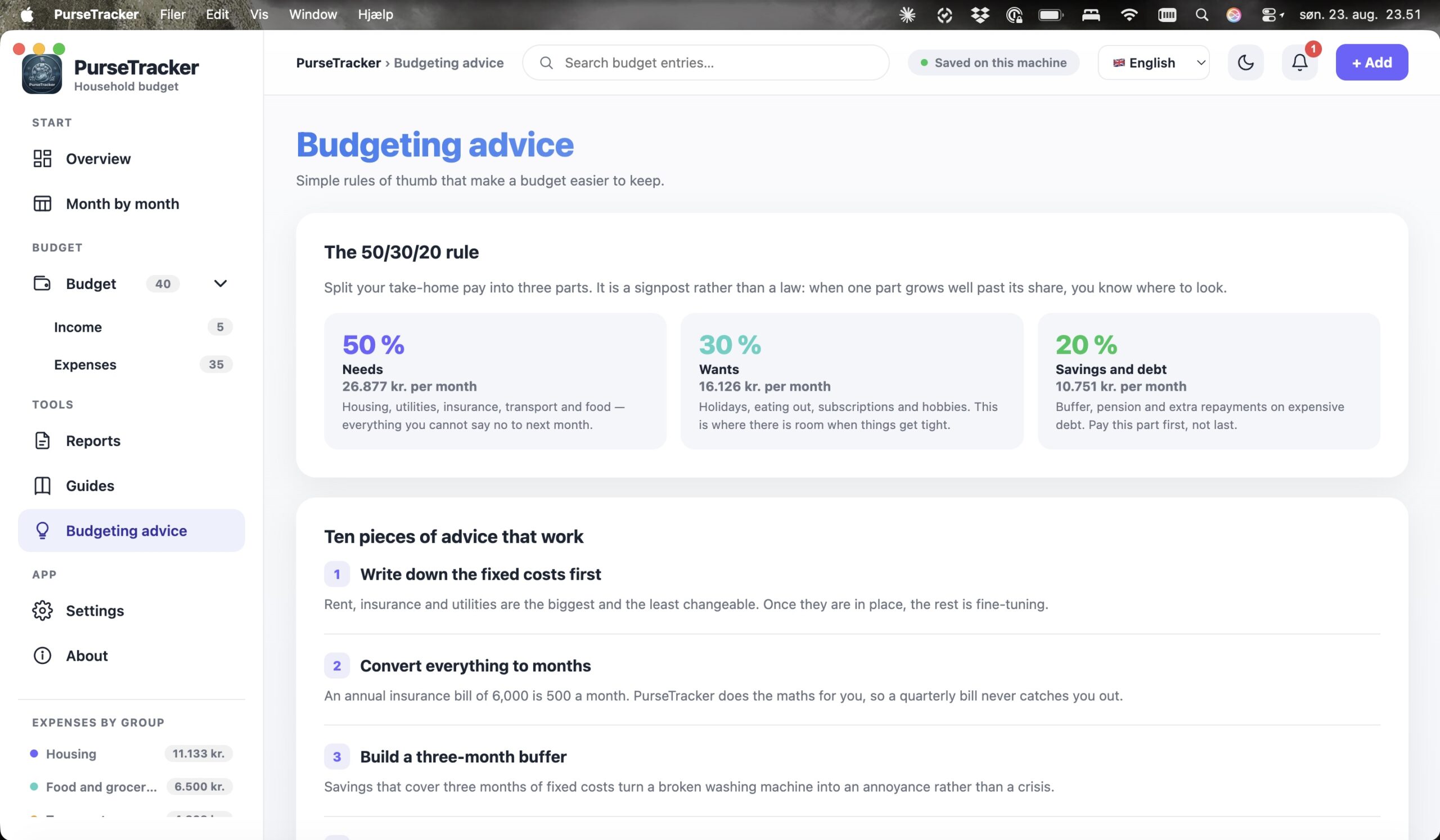 PurseTracker screenshot 8 of 15 – household budget and disposable income software