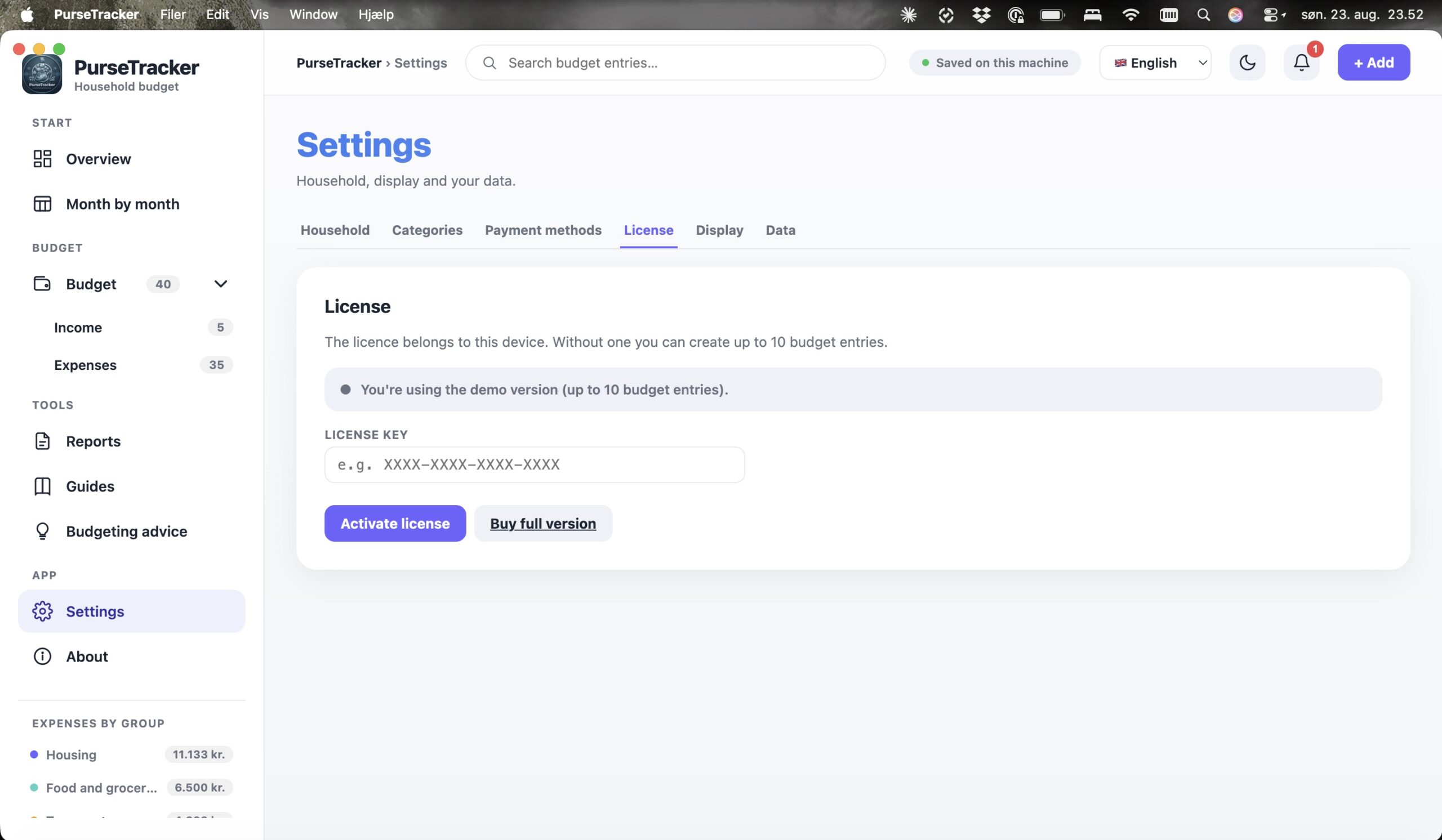 PurseTracker screenshot 12 of 15 – household budget and disposable income software