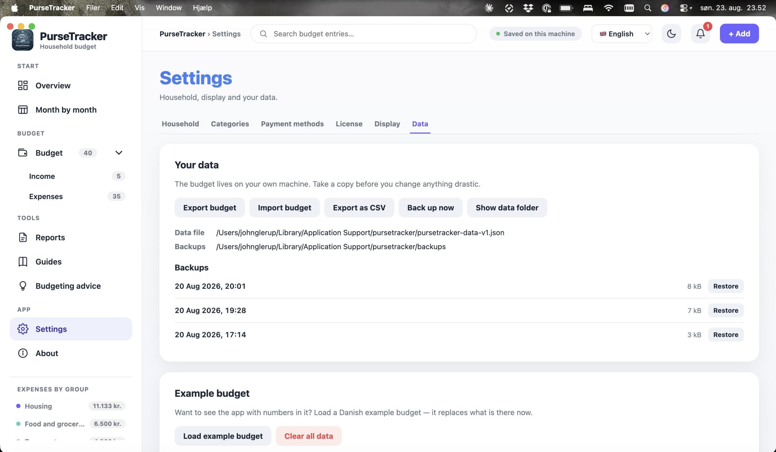 PurseTracker screenshot 14 of 15 – household budget and disposable income software